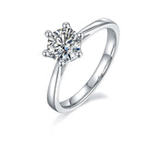 6 Prongs 1.0 Carat Round Moissanite Engagement Ring